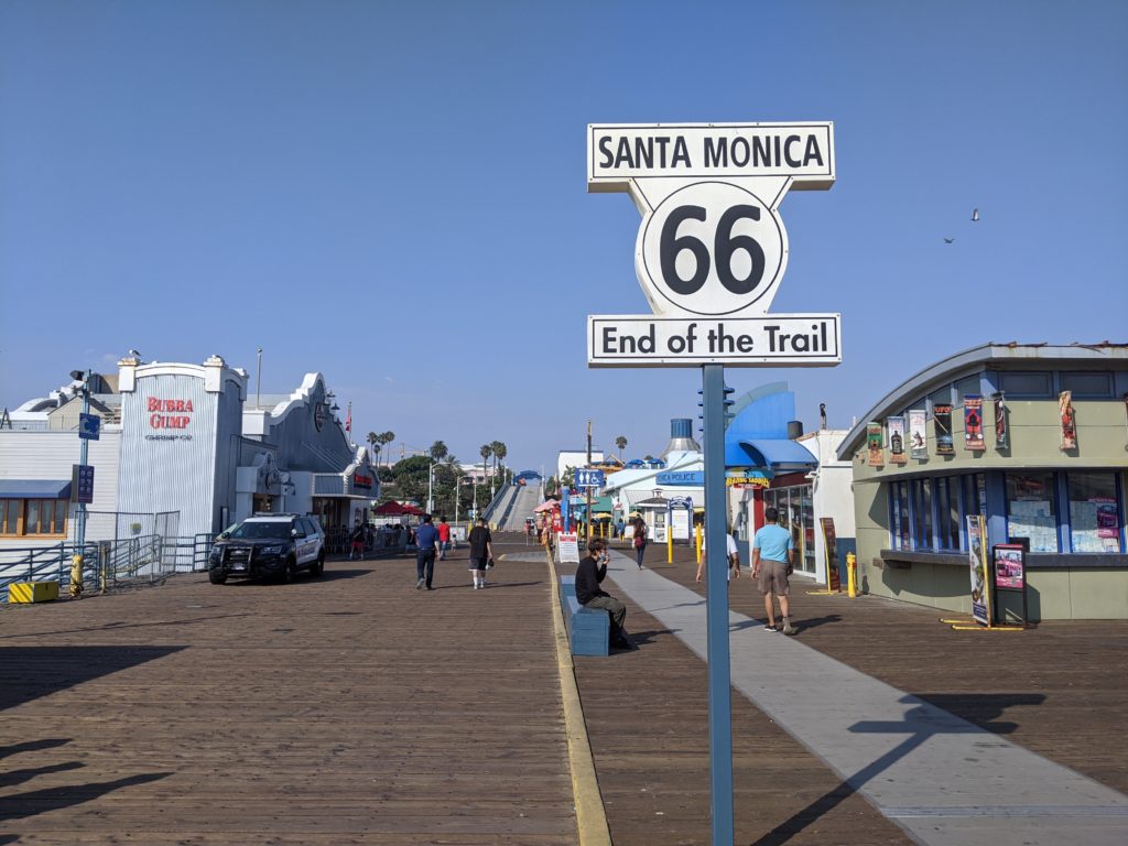 Route 66 Road Trip End Sign in Santa Monica Pier, California