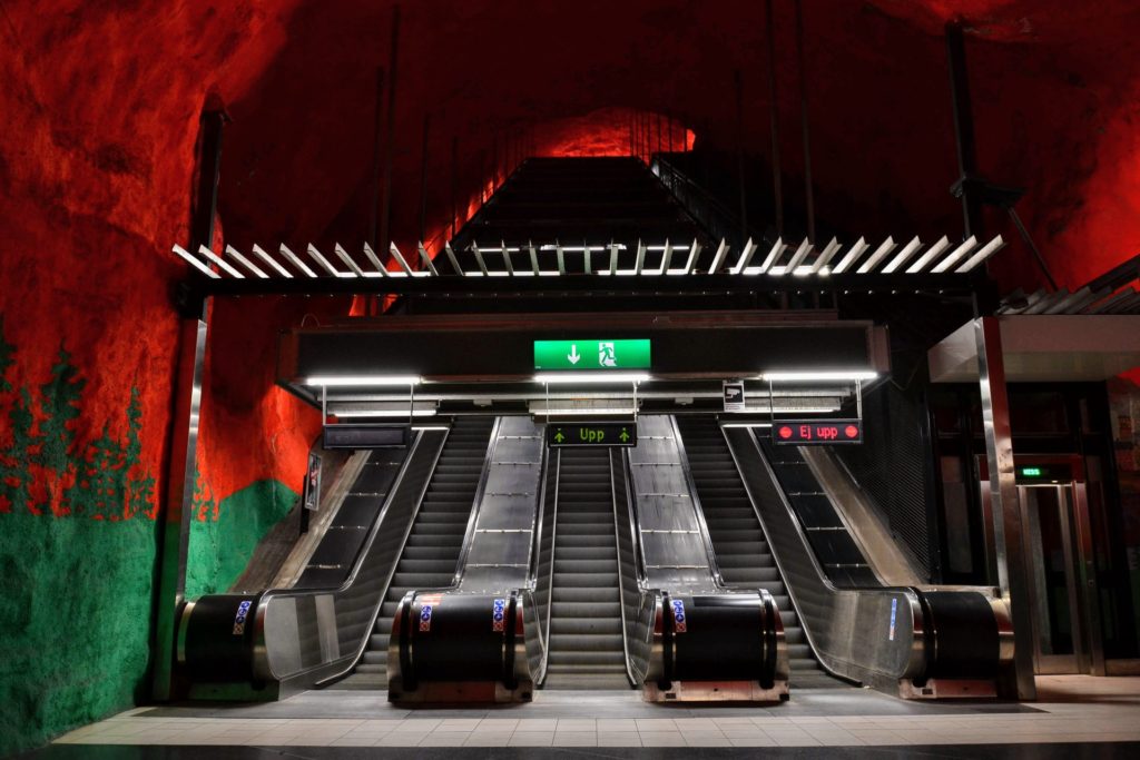 The metro in Stockholm, Sweden - one of Tough Cookie Travel's top recommended safest cities in the world