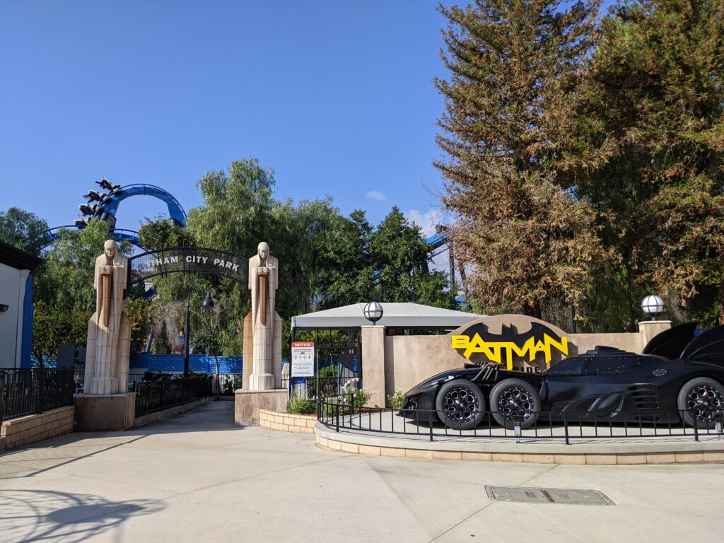 Ride Batman The Ride roller coaster at Six Flags Magic Mountain amusement park