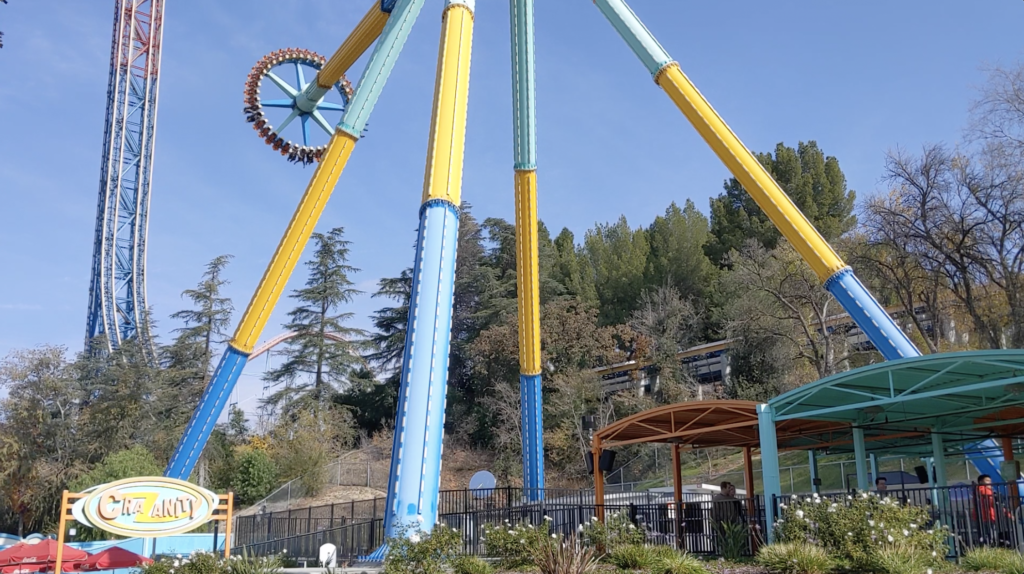Ride CraZanity at Six Flags Magic Mountain amusement park