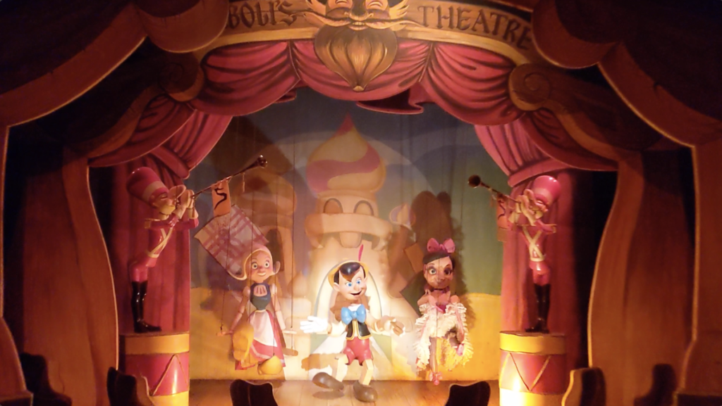 Ride the Pinocchio's Daring Journey dark ride at Disneyland